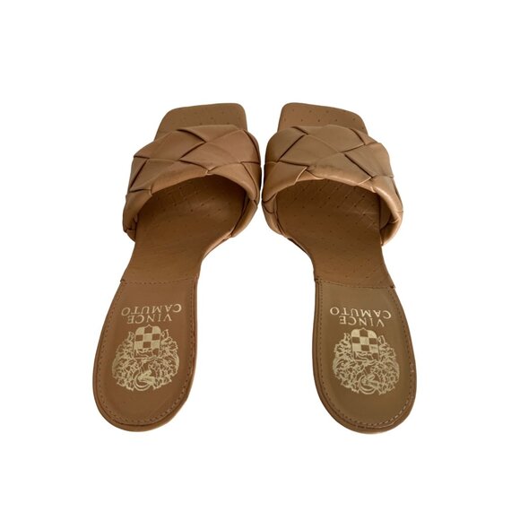 Vince Camuto Brelanie Sandals Slides Tan Size 8M  Leather 3 1/2 - Picture 8 of 9